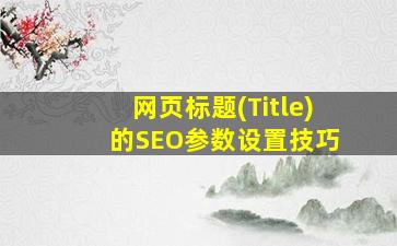 网页标题(Title) 的SEO参数设置技巧